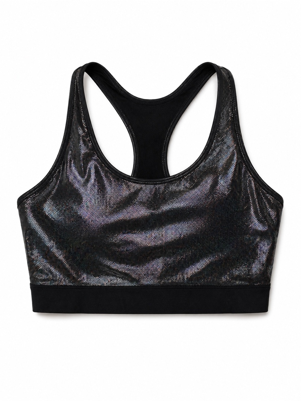 Zyia Black Holographic Racerback Sports Bra Women’s Small Iridescent Athletic